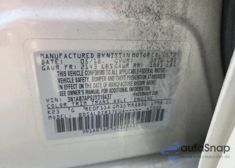 2018 Nissan Sentra S из США, поврежденный, VIN 3N1AB7AP9JY318437